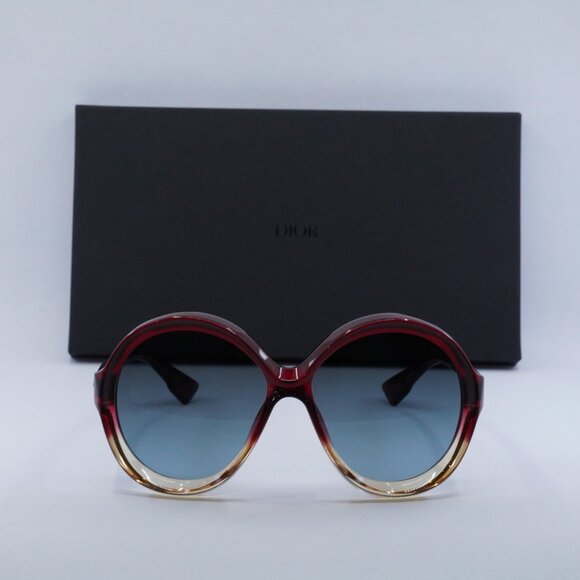 Dior DIORBIANCA 0T5 I7 Round Sunglasses - Burgundy Gradient/Grey - Picture 2 of 10